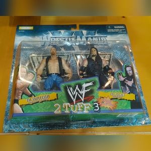 1999 WWF WWE Jakks Stone Cold Steve Austin Undertaker 2 Tuff 3 Figure Set sealed